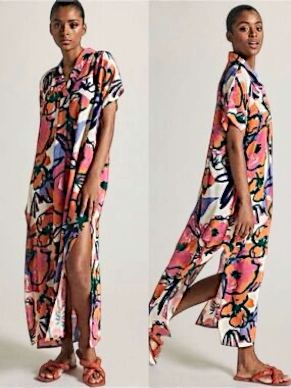 Bel Kazan Anthropologie Poppy Kaftan Maxi Dress Vibrant Multi Women’s Size XS